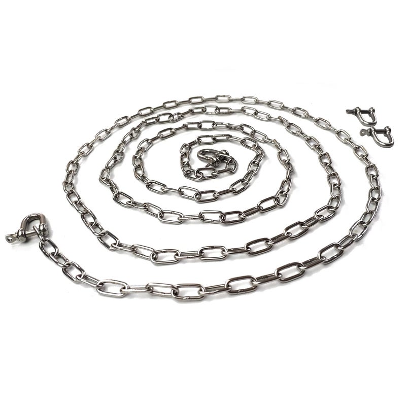 JENSWILL 5/64 inch (2mm) -6.5ft(Length) Stainless Steel 304 Chain,Metal Chain Utility Chain Heavy Duty Chain for Guardrail, Swing, Lifting, Trailer,Pet,Hanging Clothes with 2 Shackles - Image 3